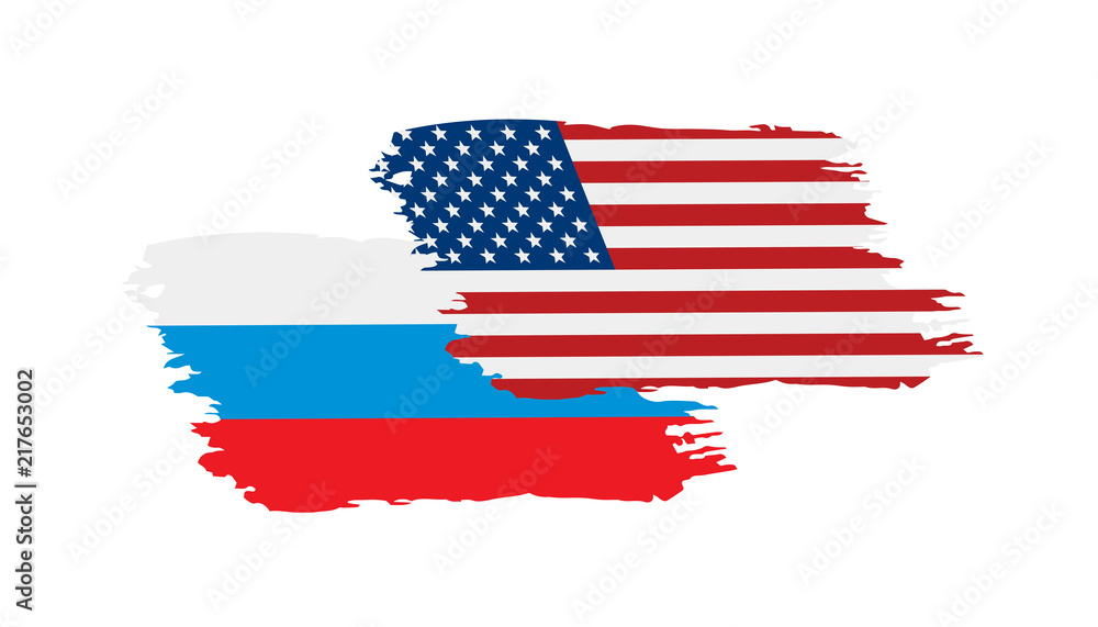 Russia and USA national flags. Vector illustration. Russia and USA national flags. Vector illustration.