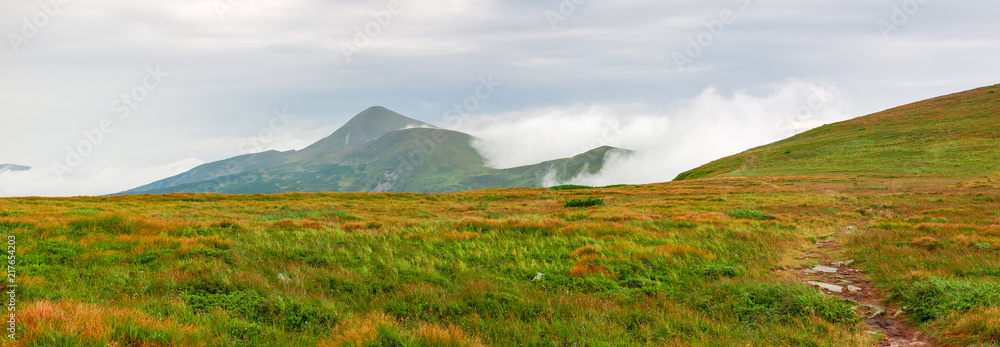 Panorama of Chornohora range with Mount Hoverla in Carpathian Mountains