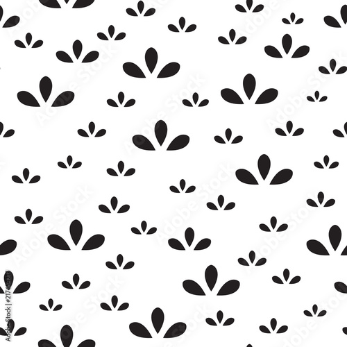 Leaf plants seamless pattern. Black and white seamless leaves background.