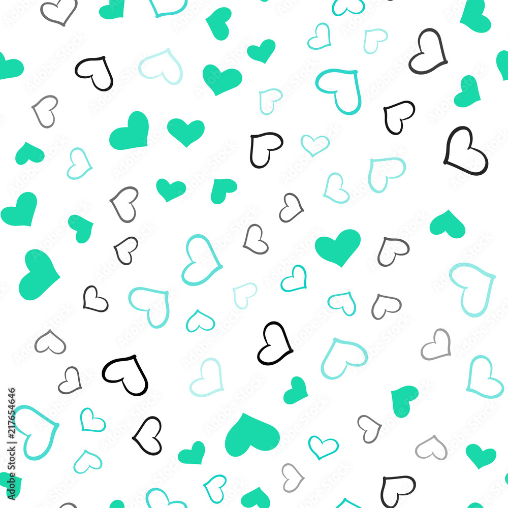 Light Green vector seamless layout with sweet hearts. Light Green vector seamless layout with sweet hearts.