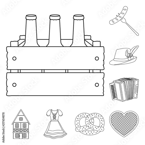 October festival in Munich outline icons in set collection for design.Tradition and fun vector symbol stock web illustration.