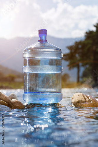 Natural drinking water in a large bottle
