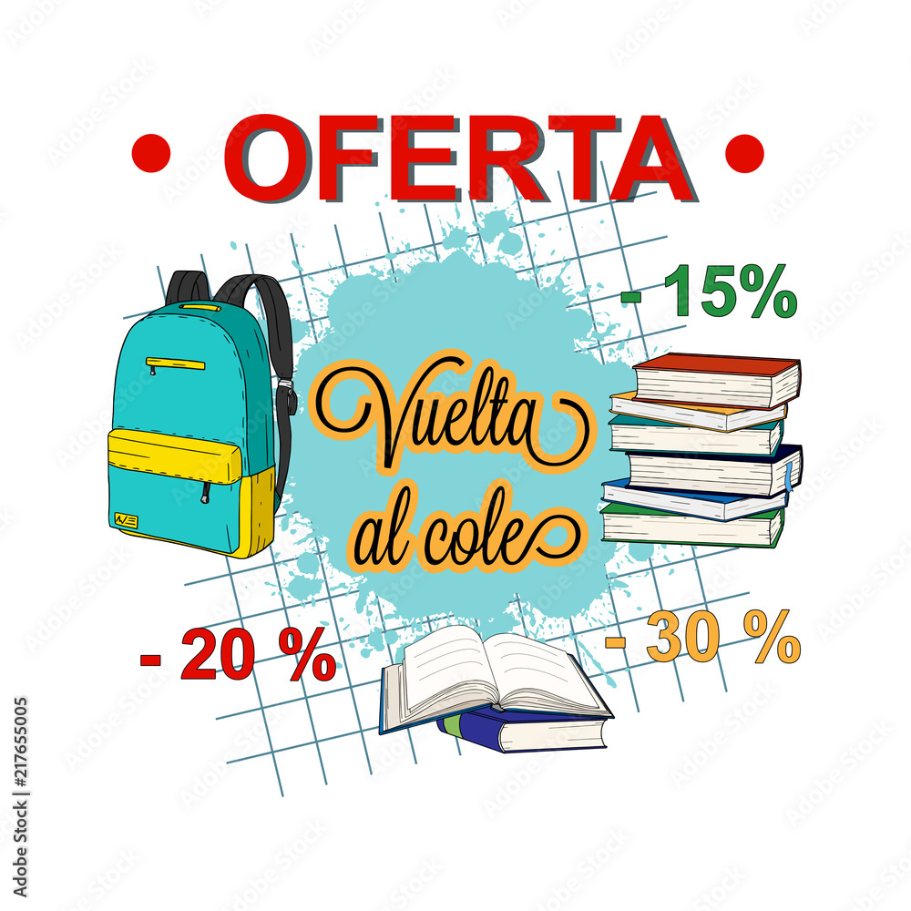 Vuelta al cole, Oferta- Back to school, Sale in spanish. Back to school  sale banner design