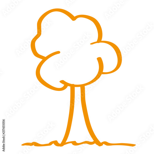 Handgezeichneter Baum in orange