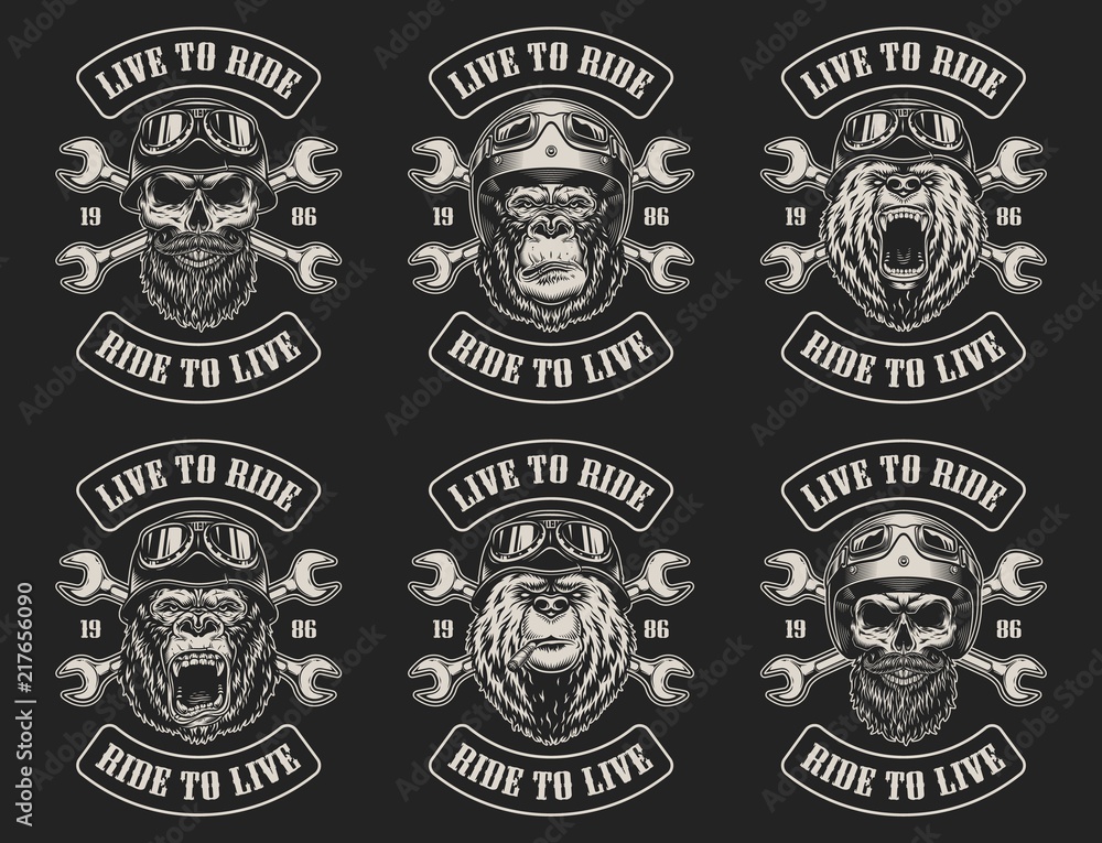 Obraz premium Set of biker emblems