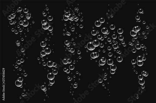 Bubbles under water vector illustration on black background