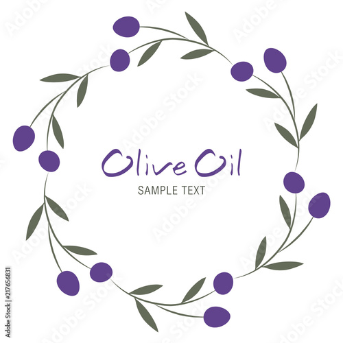 Olive branch wreath isolated on white background. Text hand drawn