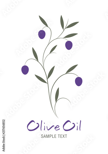 Olive branch and text hand drawn isolated on white background