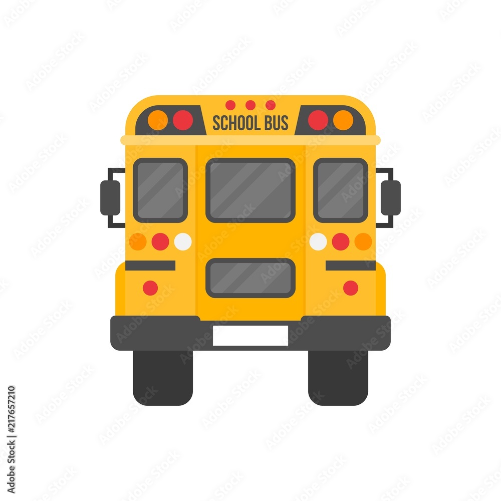 school bus isolated on white background, flat design icon back to school concept