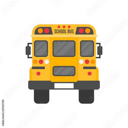 school bus isolated on white background  flat design icon back to school concept