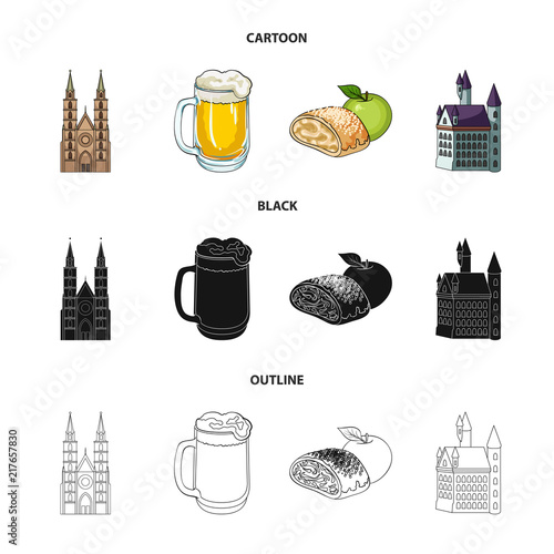 Country Germany cartoon,black,outline icons in set collection for design. Germany and landmark vector symbol stock web illustration.