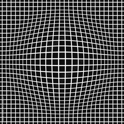 black and white abstract cage background with optical illusion ball