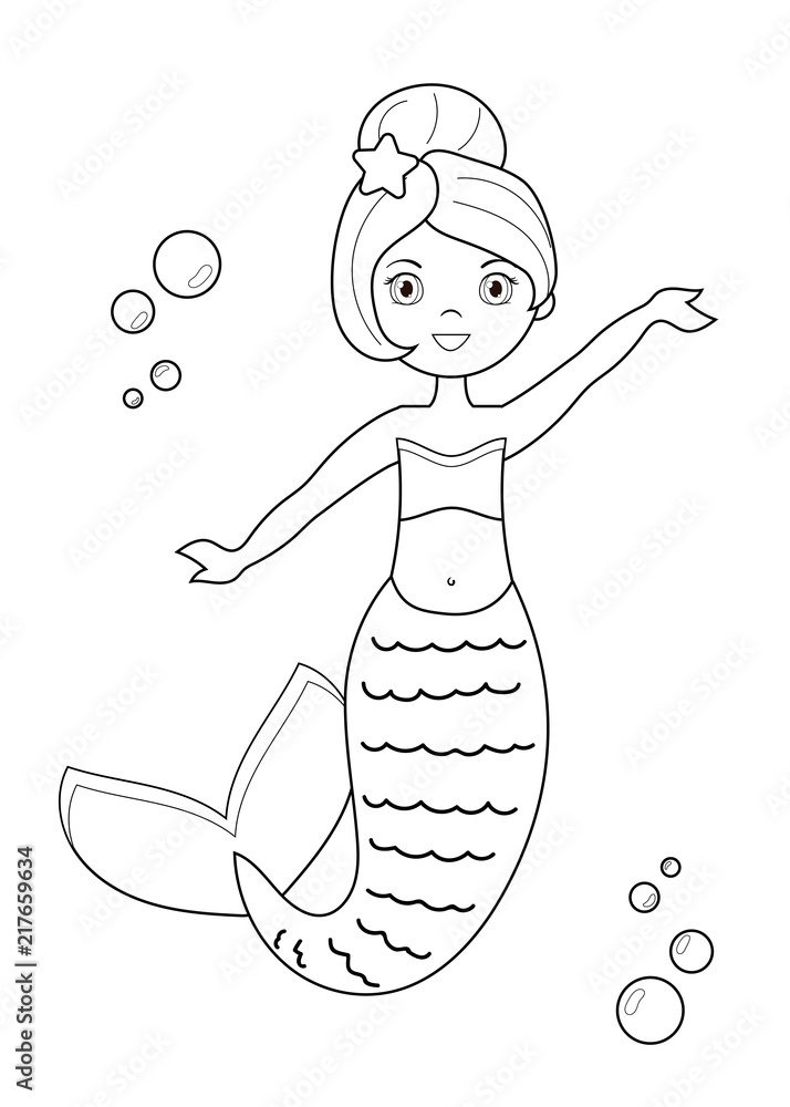 mermaid underwater drawing