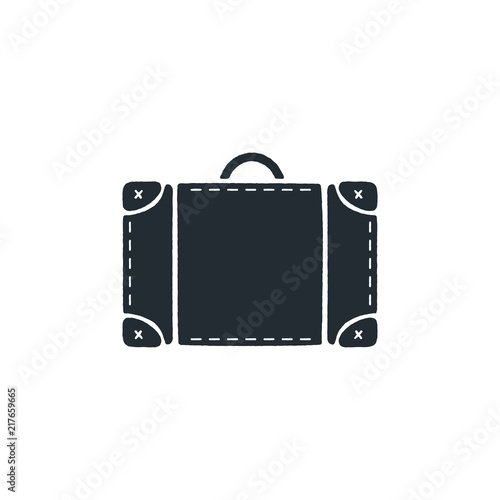 Vintage hand drawn travel bag. Silhouette design icon. Stock vector isolated on white background