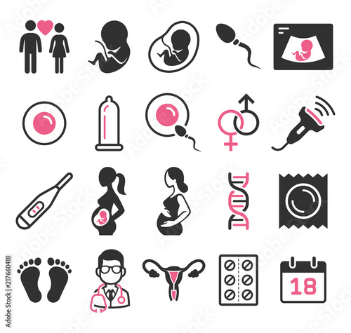 Pregnant icons set. Vector illustration.