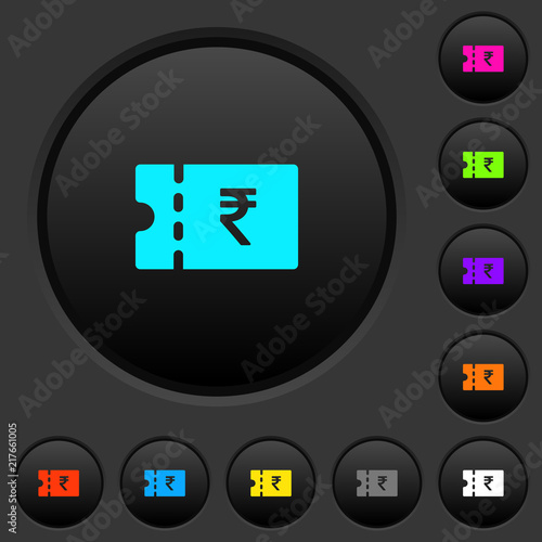 Indian Rupee discount coupon dark push buttons with color icons
