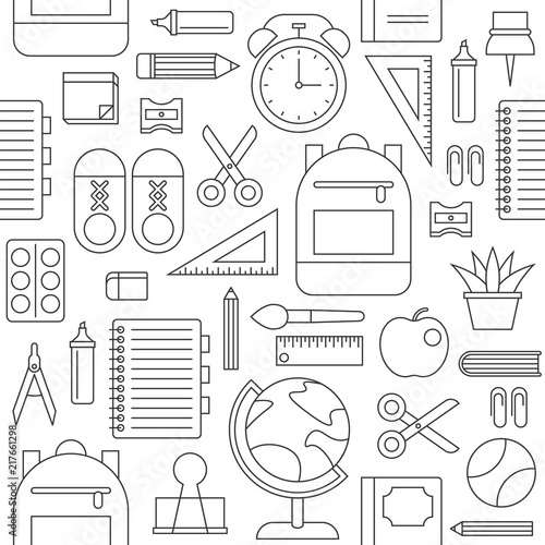 school supplies seamless pattern, back to school theme