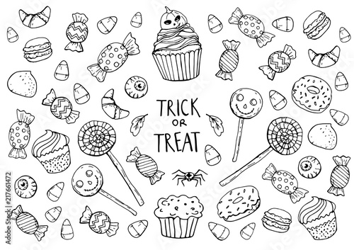 coloring page with sweets, halloween