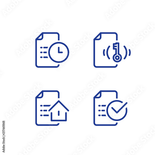 Rental house contract creation, mortgage application form, home loan terms and conditions, real estate concept, vector icon