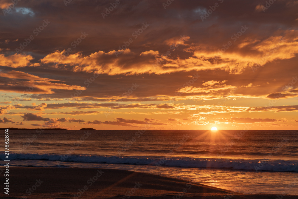 Golden sunrise over the ocean