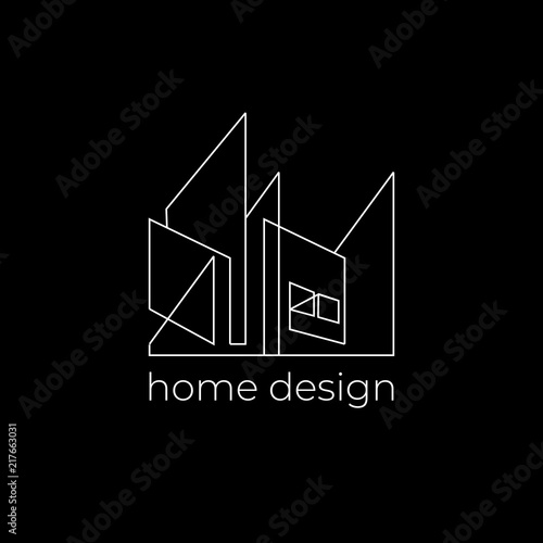 Creative home design logo with abstract line