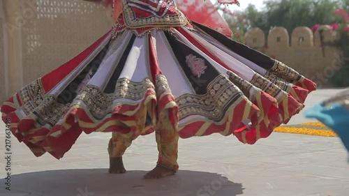 Indian dancers performing a  traditional Rajasthani dance
