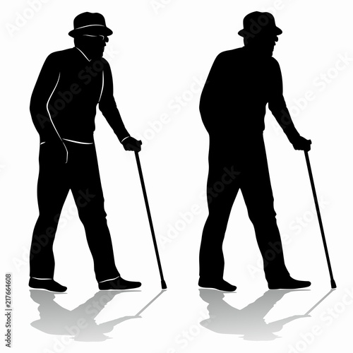 silhouette of an old man. vector draw