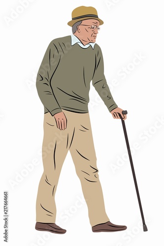 illustration of an old man. vector draw