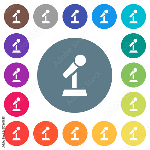 Microphone with stand flat white icons on round color backgrounds
