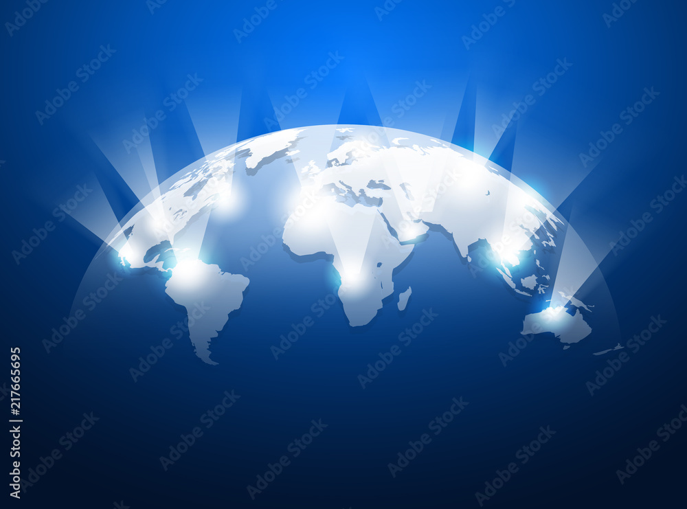 Abstract world map with network internet, global connection concept, vector illustration.