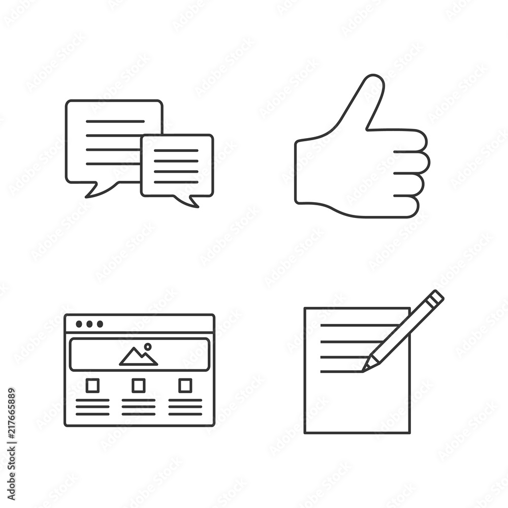 Information center linear icons set Information center linear icons set