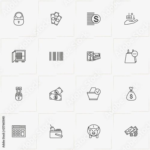 Ecommerce line icon set with mobile payment, electronic commerce bag and thrift box