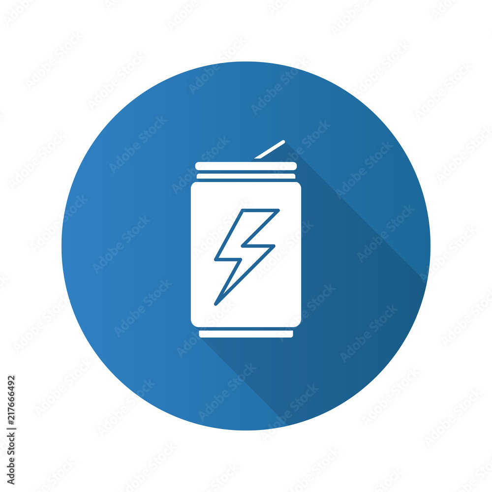 Energy drink can flat design long shadow glyph icon Energy drink can flat design long shadow glyph icon