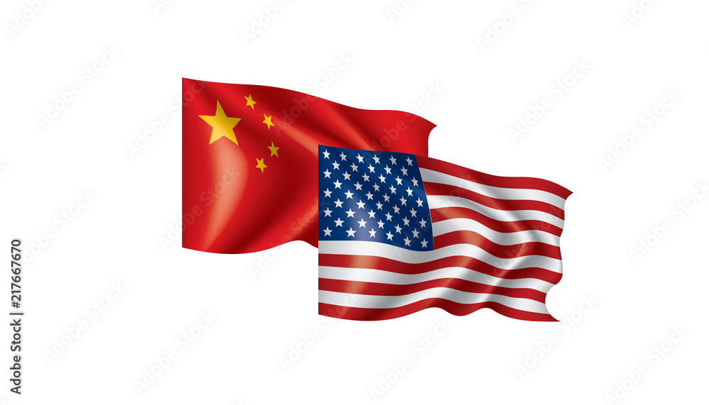 usa and China flags. Vector illustration on white background usa and China flags. Vector illustration on white background