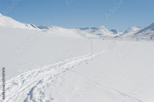 Ski slopes in Norwegian Jotunheimen mountains