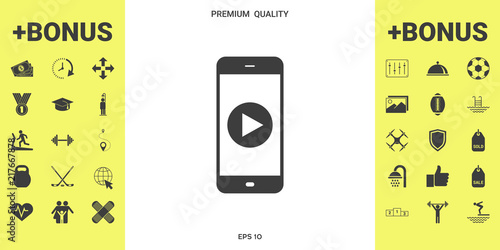 Business Phone with  play button  icon