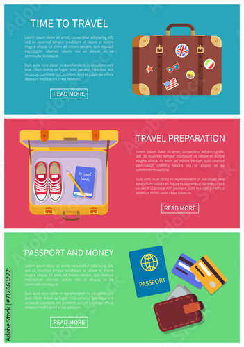Time to Travel Web Pages Set Vector Illustration