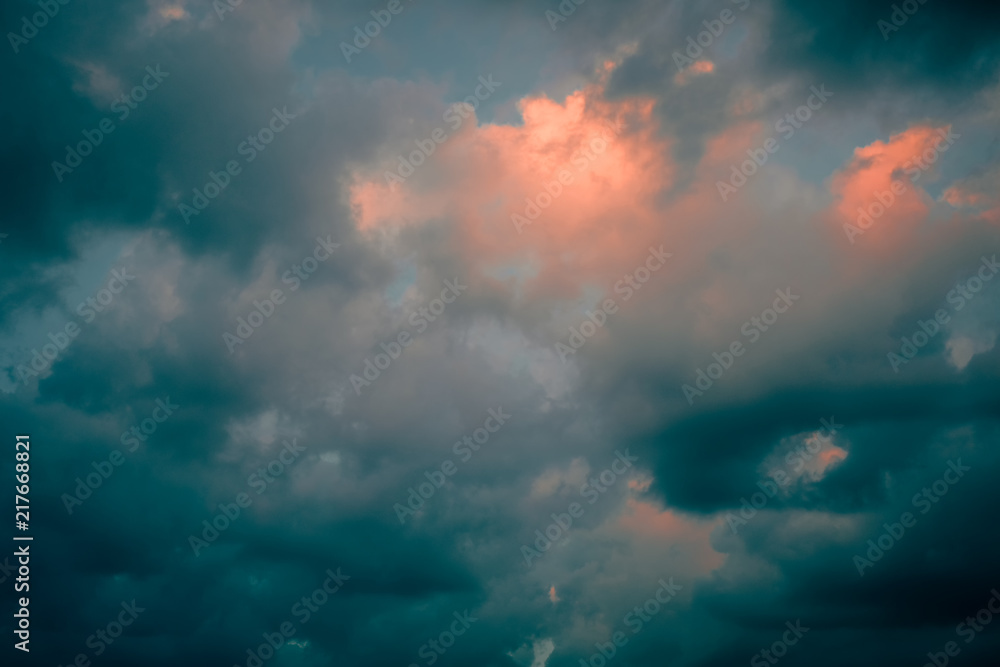 Dramatic sky with stormy clouds nature background