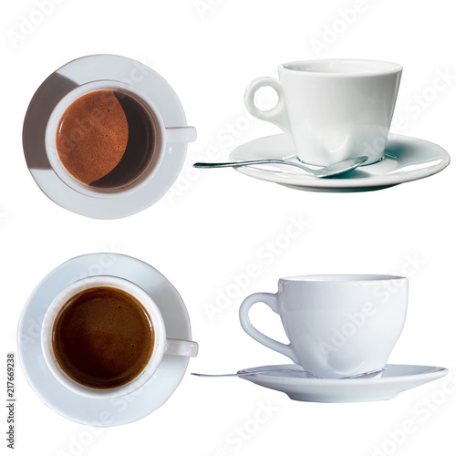 Set of coffee cup isolated over white background