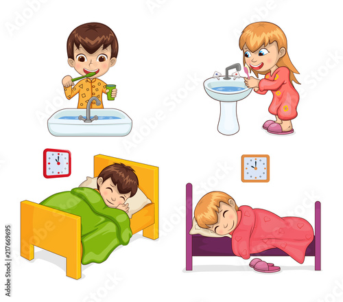 Boy and Girl Lifestyle Set Vector Illustration