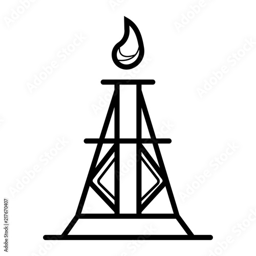 Oil rig with fire