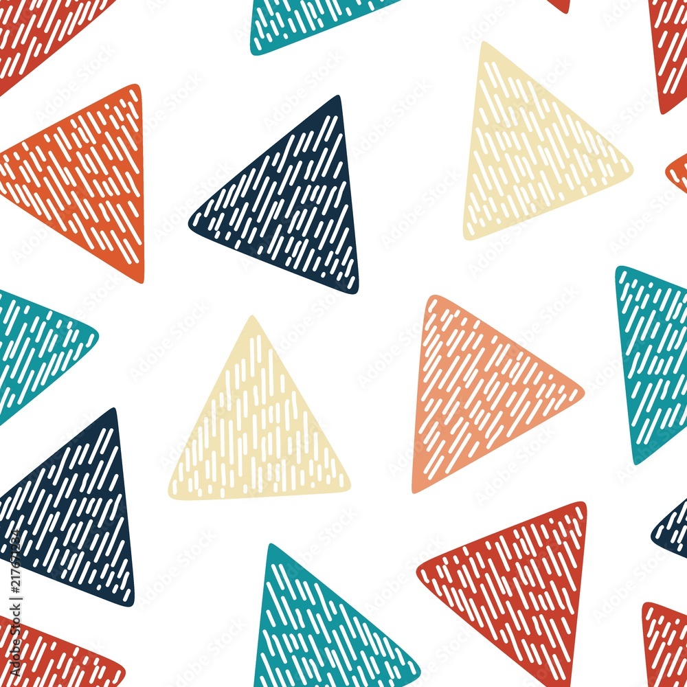Gordijnen met Kleurrijk driehoeks abstract naadloos patroon #217671234