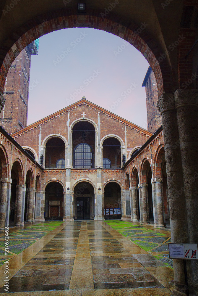 Milan, Italy, Saint Ambrose Church. This is the oldest Church in Milan. It was built in 379, and is considered one of the best among the Romanesque churches of Italy IX—XI centuries 