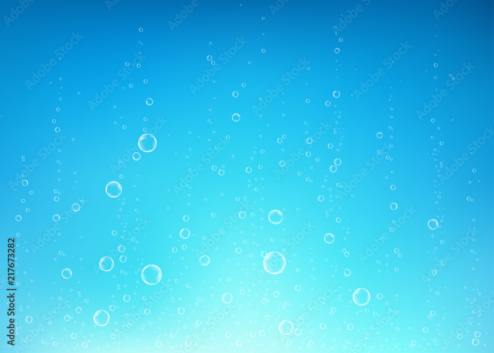 Undersea  blue  fizzing air, water or oxygen  bubbles vector texture.
