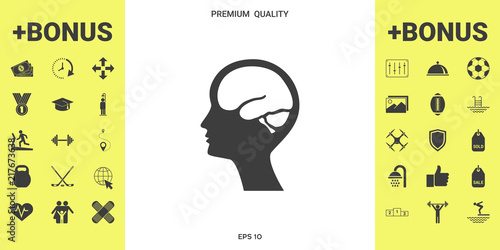 Head with brain symbol icon
