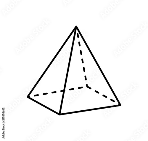 Square Pyramid Projection Straight and Dashed Line