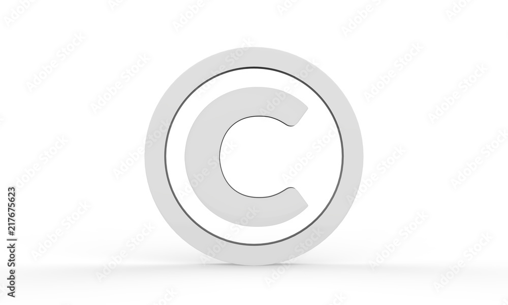 3D copyright symbol on isolated white background, 3d illustration 3D copyright symbol on isolated white background, 3d illustration