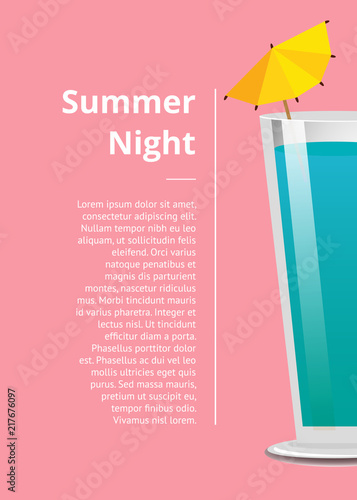 Summer Night Cocktail Party Promo Poster with Drink