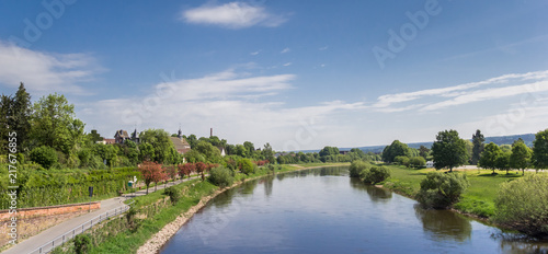Panorama of the Weser river near Hoxter, Germany