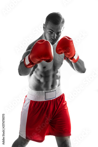 Fighter in a boxing position, ready to fight. © Photocreo Bednarek